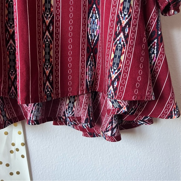 JODIFL Burgundy Boho Patterned Oversize V-Neck Tunic size Small - Picture 6 of 9